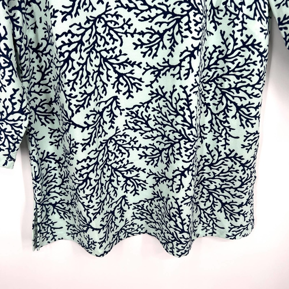 NWOT Denim & Co Size XS Sea Foam Green Coral 3/4 Sleeve Blouse Shirt Top Beach - Picture 3 of 7